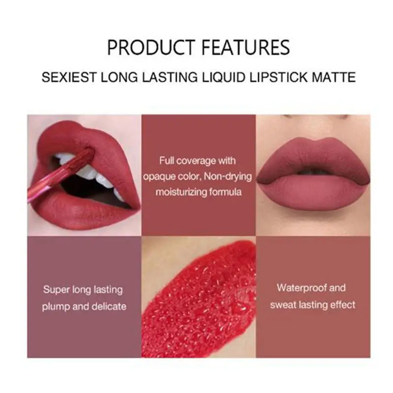 6 Pcs/Set New Long Lasting Waterproof Lipstick Set Women Lips Makeup Cosmetic