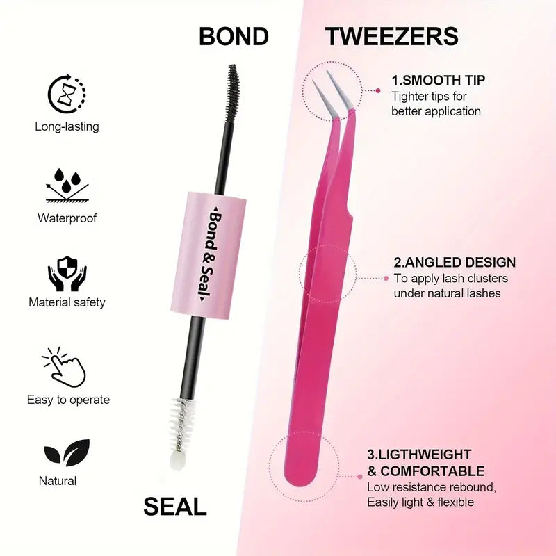 DIY Fluffy Eyelash Extension Kit 240 Eyelash Set Kit Individual Eyelashes Natural 8-14mm Kit with Applicator Tools Inside: Eyelash Adhesive and Sealant and Eyelash Tweezers for Beginners to Extend Eyelashes at Home Makeup Salon Contour Curler Cosmetic